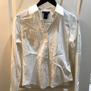 The Limited, size S, white stretch-style button-up shirt